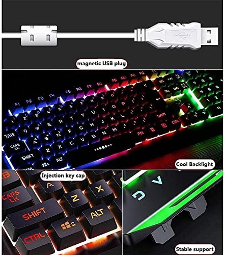 LED Mechanical Gaming Keyboard and Mouse Combo Set, Multi-Colored Backlit Gaming Keyboard
