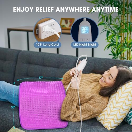 FluffyWarmth Electric Heating Pad for Back, Extra Large 17"x33", Ultra Soft