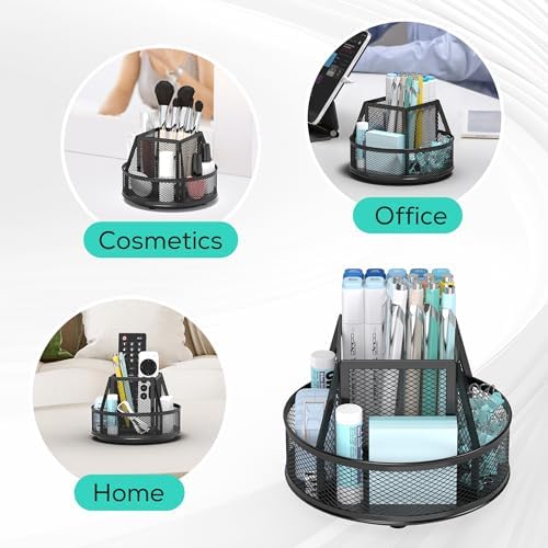 YINGHUA 360°Rotating Mesh Desk Organizer & Pen Holder - Black