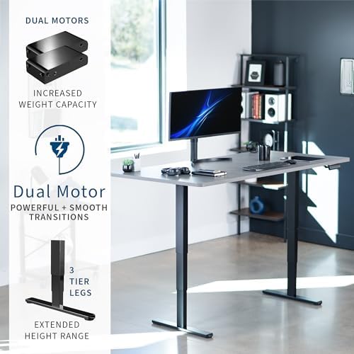 VIVO Dark Gray 71 x 36 in Standing Desk, DESK-KIT-2B7G-36