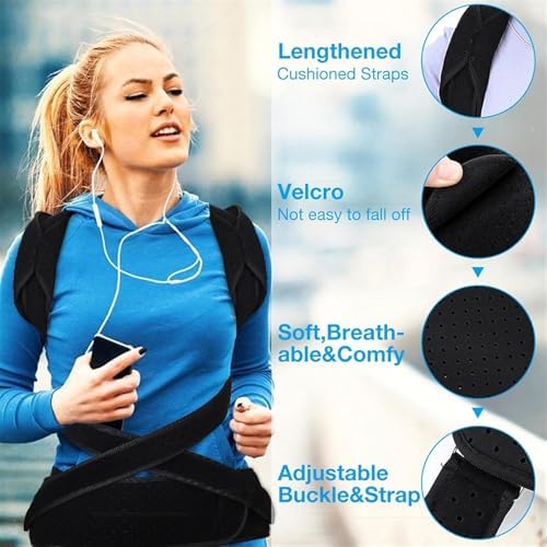 Adjustable Back Posture Corrector, Kyphosis Corrector Brace, Upper Back Support, Adjustable Shoulder Straightener for Women and Men, for Kyphosis Hunch Relief,L
