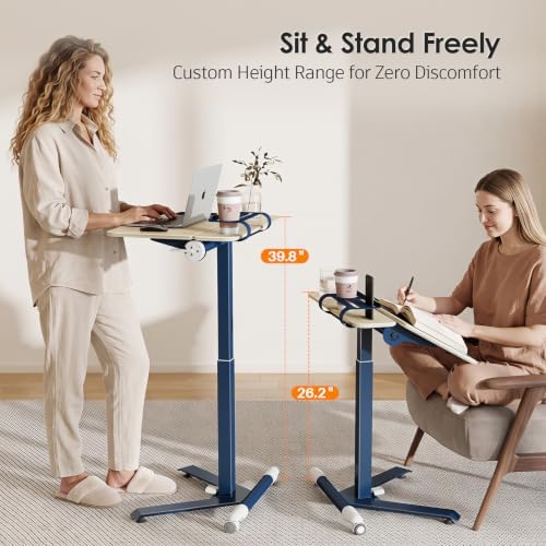 ROMOON Portable Standing Desk with Wheels, Height Adjustable Mobile Desk