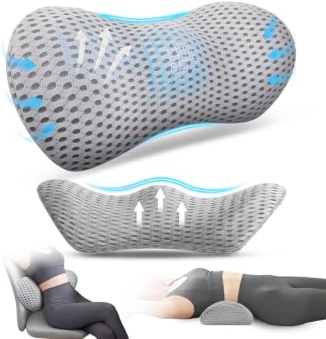 Lumbar Support Pillow,Ergonomic Memory Foam Lumbar Pillow for Chairs Gray