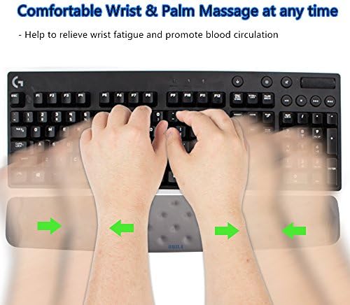 BRILA Memory Foam Mouse & Keyboard Wrist Rest Support Pad Cushion Set for Computer, Laptop, Office Work, PC Gaming - Massage Holes Design - Easy Typing Wrist Pain Relief (Grey Bundle)