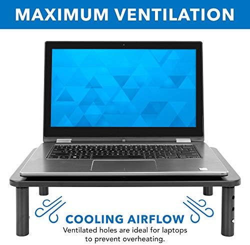 Mount-It! Height Adjustable Single Monitor Riser | Metal Mesh Computer Screen Platform | Desktop Riser for Laptop, Monitor, and Printer | 44lbs Capacity (Black)