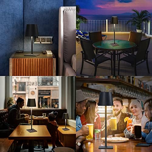 CHLORANTHUS 2 Pack Cordless Table Lamps, 3 Colors Stepless Dimming, 5000mAh Rechargeable Battery LED Desk Lamp for Bedroom/Couple Dinner/Desk/Cafe/Dining Room/Terrace