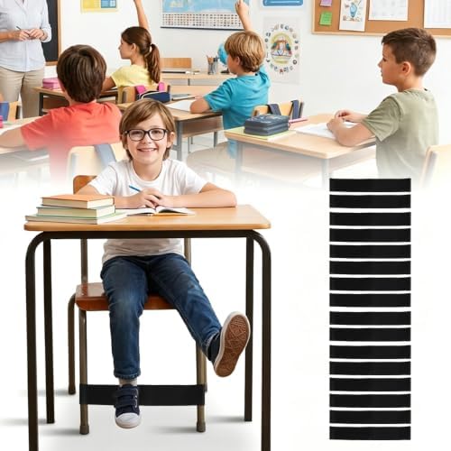Chair Bands for Kids with Fidgety Feet, 16 Pack Desk Fidget Bands for Classroom, ADHD Tools for Kids Teacher School Classroom Home Sensory ADHD ADD Autism Needs (Black)