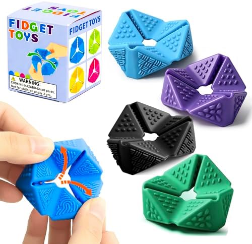 4 PCS Silicone Sensory Flip Cubes, Quiet Fidget Toys for Kids & Adults