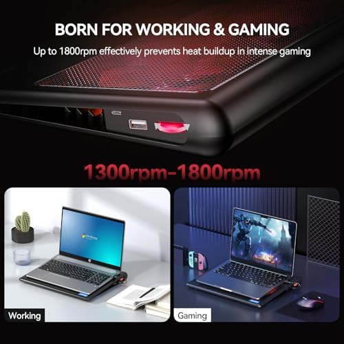TECKNET Laptop Cooling Pad - 12"-15.6" Laptop Cooler with Quiet Cooling Fan