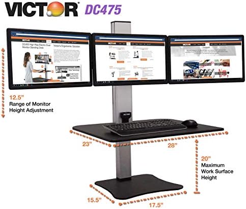 Victor High Rise Electric Sit-Stand Standing Desk Converter, Black