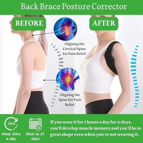 Posture Corrector for Women and Men, Adjustable Back Brace for Men, Back Support Brace, Straightener Posture Corrector, Relief for Upper and Lower, Lumbar, Neck, Shoulder Pain