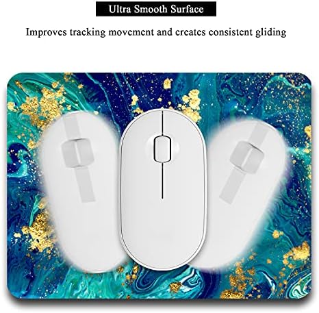 Small Mouse Pad, Mini Mouse Pad 6 x 8 Inch, Thick Rubber Waterproof Mouse Mat, Cute Mousepad for Women Men Kids Wireless Mouse Mini Laptops Keyboard Tray Home Office Travel, Teal Gold Marble