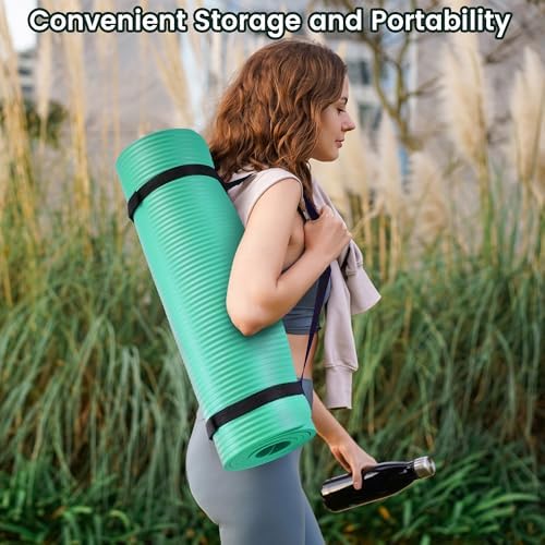 Fitvids 1/2-inch Thick High Density Exercise Yoga Mat with Carrying Strap