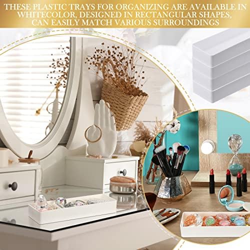 Teling 4 Pack Stackable Drawer Organizer 9.5 x 3 x 1.4 Inch, Shallow, White
