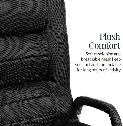 Best Choice Products Swivel Gaming Chair 360 Degree Multipurpose Floor Chair Rocker for TV, Reading, Playing Video Games w/Lumbar Support, Armrest Handles, Adjustable Foldable Backrest - Black/Black