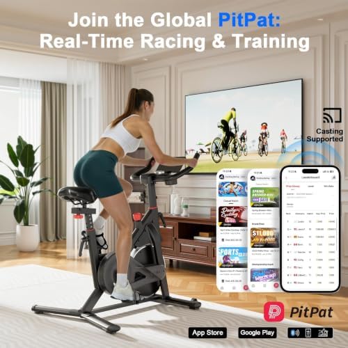 Indoor Cycling Bike - 32-Level Magnetic Resistance Stationary Exercise Bike with Adjustable Seat & Handlebars, Silent Belt Drive for Home Cardio (Fits Users 5'1" to 5'11", 300lbs Capacity)