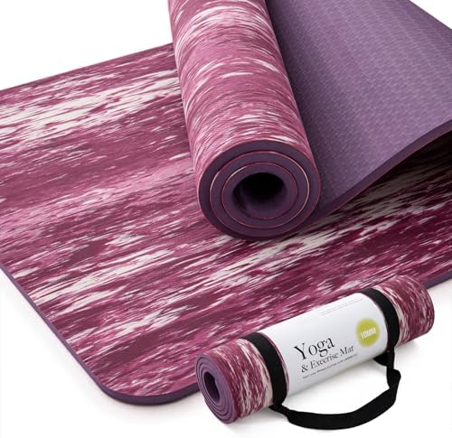 UMINEUX Extra Thick Yoga Mat, 2/5 Inch (10MM), Natural Rubber and TPE Non Slip Yoga Mats with Strap for Women Men, Eco Friendly Exercise Mat for Yoga, Pilates and Home Workout