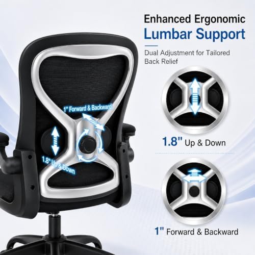 Ergonomic Home Office Chair, 4-Way Lumbar, Thick Cushion, 330LBS