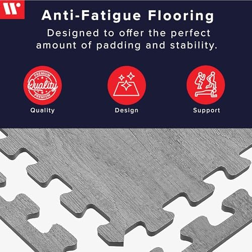 Forest Floor Farmhouse 3/8 Inch Thick Printed Foam Tiles, Premium Wood Grain Interlocking Foam Floor Mats, Anti-Fatigue Flooring – Stylish Flooring Solution