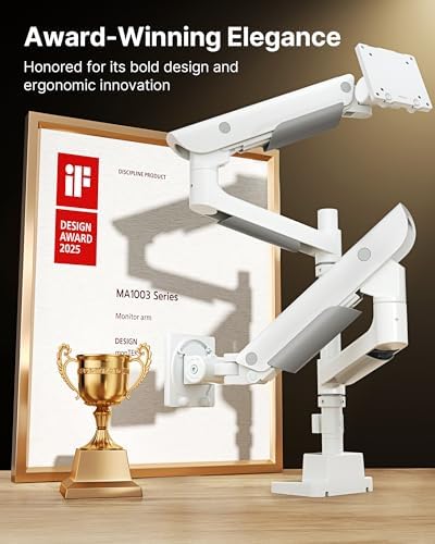monTEK Dual Ultrawide Monitor Arm for 17-57" Screens, USB, White