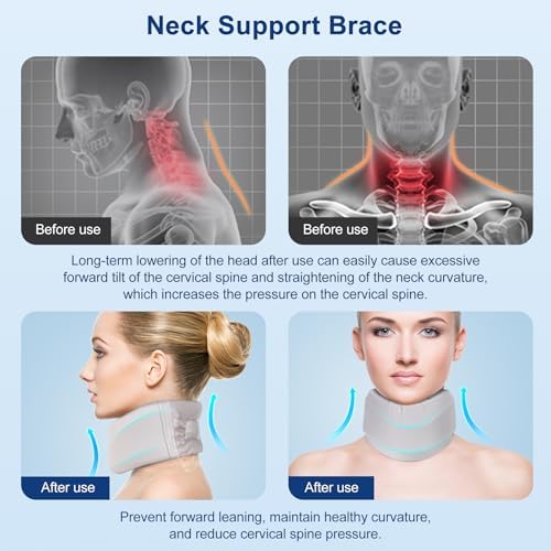 CozyHealth Neck Brace for Neck Pain and Support, Soft Neck Support Relieves Pain & Pressure in Spine for Women & Men, Wrap Align Stabilize Vertebrae Foam Cervical Collar for Sleeping (Grey, XS, 2.5" Middle Height)
