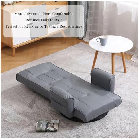 360° Swivel Floor Chair, 14-Position Adjustable, Folding