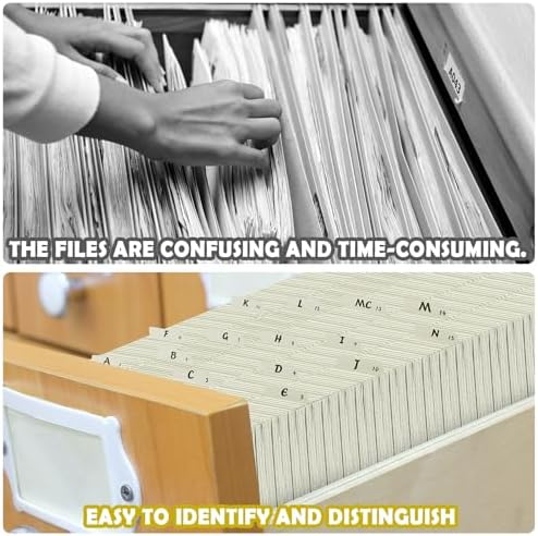 gisgfim 25 Alphabet File Guides, A‑Z Top‑Tab File Cabinet Dividers, Sage