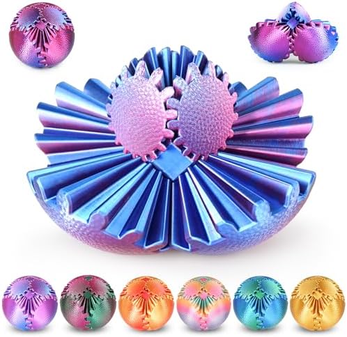 Gear Ball Fidget Toys Steampunk Gear Sphere Stress Relief for Kids Adults 3D Printed Unique Funny Birthday Gift for Christmas White Elephant Stocking Stuffer Easter (Ombre Purple, Dia. 2.5" )