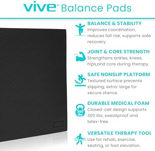 Vive Balance Pad - Foam Large Yoga Mat Trainer for Physical Therapy, Stability Workout, Knee and Ankle Exercise, Strength Training, Rehab - Chair Cushion for Adults, Kids, and Travel