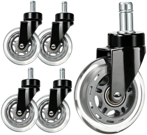 Rubber Caster Wheels Set of 5 – Replacement for Office Chairs