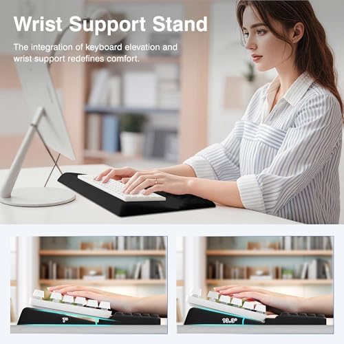 Ospelelf Keyboard Wrist Rest Stand Pad and Ergonomic Mouse Pad Set with Large Mousepad, Memory Foam Comfort, Premium Office Desk Accessories for Pain Relief, Black