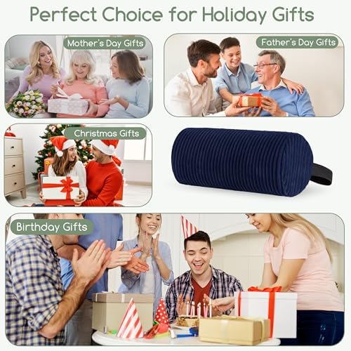 HIGOGOGO Lumbar Roll Lumbar Support Pillow for Office Chairs, Cars, and Gaming Chairs, Back Cushion with Washable Cover & Adjustable Strap to Relieve Back Pain and Improve Posture, 11"x6"x5", Navy