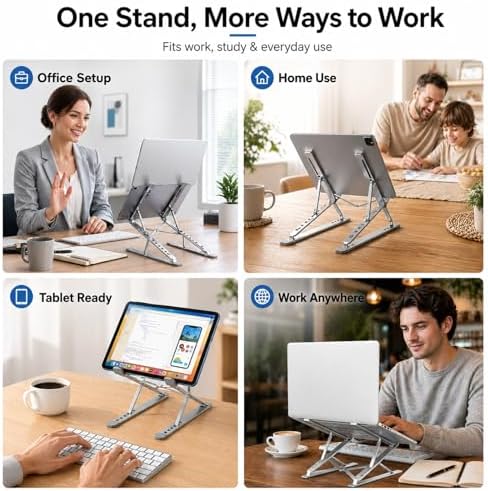Adjustable Foldable Portable Laptop Stand for Desk Gray