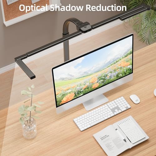 LED Desk Lamp with Clamp, Eye-Carying Desk Light with Remote,Adjustable Flexible Gooseneck,1800LM Ultra Bright Table Lamp for Work,Study, Read,Workbench(Black)