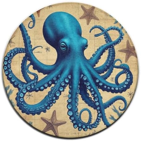 Circular Rugs Large Modern Round Area Rug Fashion Decor Mat for Home Office Retro Octopus