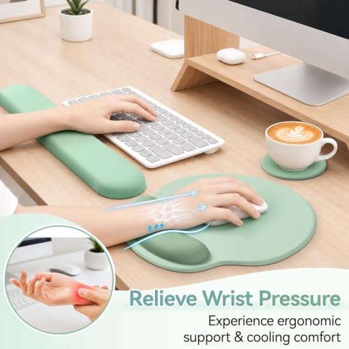 Mouse Pad with Wrist Rest, 2-in-1 Mousepad with Wrist Support Set