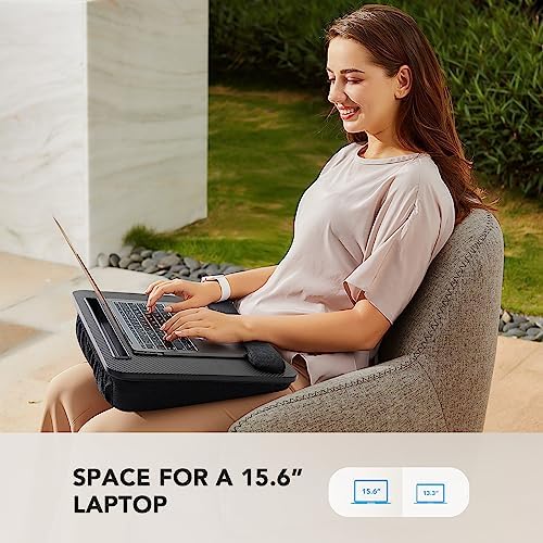 HUANUO Laptop Lap Desk with Cushion, Fit up to 15.6" Laptop, Black