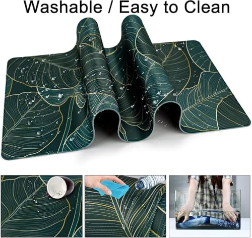 4 in 1 Mouse Pad Set with Wrist Rest for Keyboard,Desk Mat,Coaster-Leaves