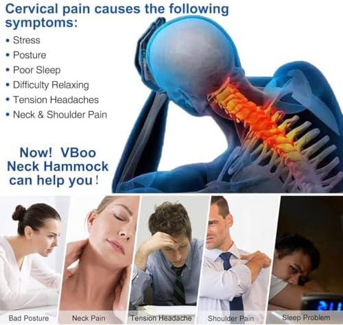 VBoo Cervical Neck Traction Device - Neck Stretcher with Gentle Pull, for Neck Tension Relief, Easy to Use with Door/Railing – Portable Neck Relaxation Tool