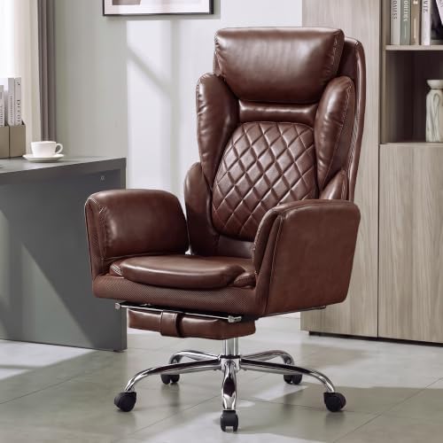 Big and Tall Executive Criss Cross Office Chair with Footrest Flip Armrest
