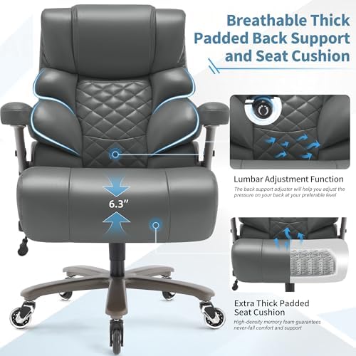 VUZI 700lbs Big and Tall Office Chair, Large Executive Leather Desk Chair