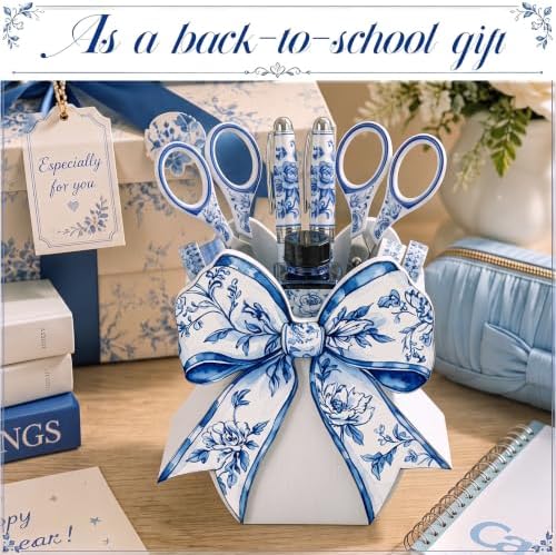 Tenceur Chinoiserie bow Pencil Holder for Desk Large Capacity Bow Wood Pen Holder Coquette Desk Organizer Cute Teacher Office Decor Makeup Brush School Supplies Back to School Gift for Girls Women