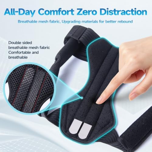 Breathable Back Brace Posture Corrector, Comfortable Adjustable Shoulder Support for Men Women, Pain-Free Underarm Design for Hunchback & Scoliosis Relief, Lumbar Spine Straightener,Invisible Under Clothes