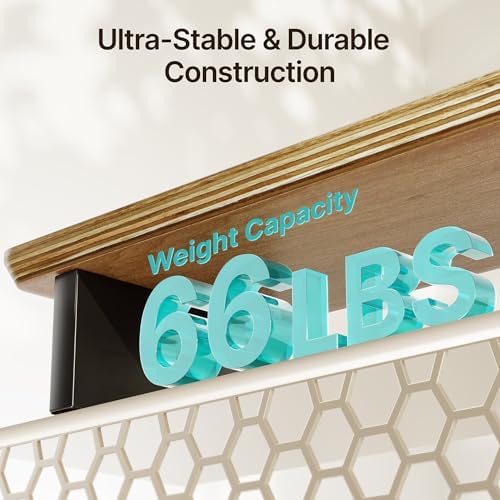 PEGZONE 46" Dual Monitor Riser, Metal Shelf Wooden Desk Organizer