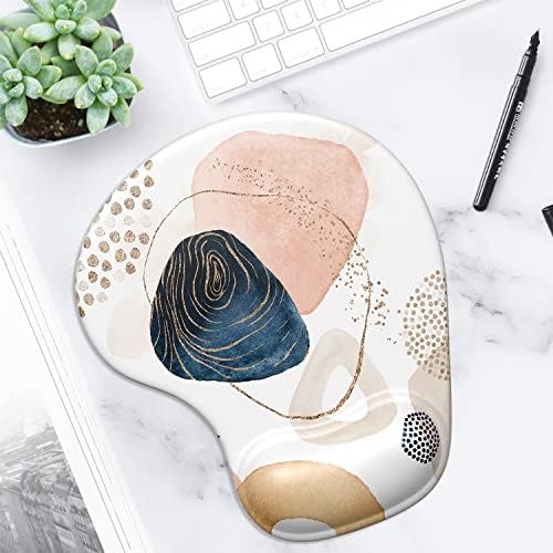 ITNRSIIET Mouse Pad, Mouse Pad Wrist Support Mousepad with Wrist Rest, Mouse Pads for Wireless Mouse Ergonomic Cute Desk Decor Desk Accessories for Women, Non-Slip PU Base, Aesthetic Boho
