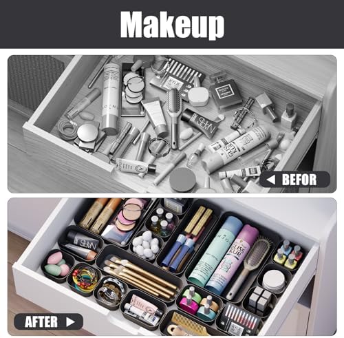 Drawer Organizers Bins 18 PCS for Bathroom Makeup Desk Office