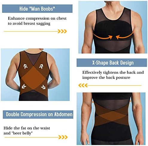 TAILONG Men's Compression Shirt for Body Shaper Slimming Vest Tight Tummy Underwear Tank Top