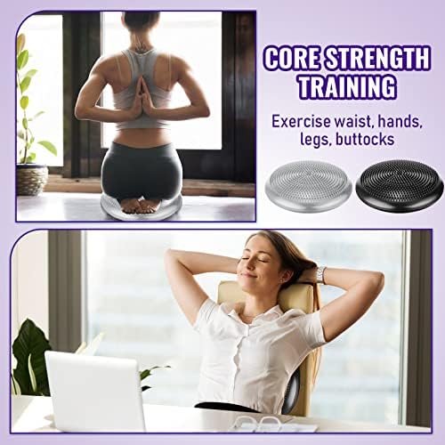 Leitee 3 Pcs Inflated Wobble Cushion Exercise Wiggle Seat for Sensory Flexible Seating Wobble Board Balance Disc Sensory Wiggle Seat Pad for Office Chair with Air Pump
