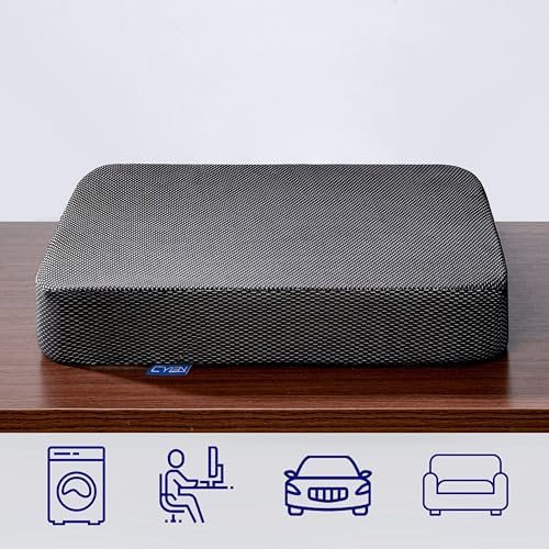 Ifoam Gel Infused Memory Foam Layer Wheelchair Cushion - Seat Cushion for Wheelchair-Office Chair, Kitchen Chair-Pressure Sore and Tailbone Pain Relief-High Dense Polyfoam Base (Black, 20×18×3 inch)