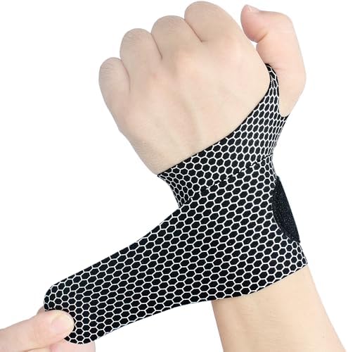YUNYILAN 2 Pcs Ultra-Thin Wrist Brace Support for Carpal Tunnel, Pain Relief, Arthritis, Tendonitis, Elastic Wrist Wraps Right and Left Hands - Compression and Support for Fitness (Black)